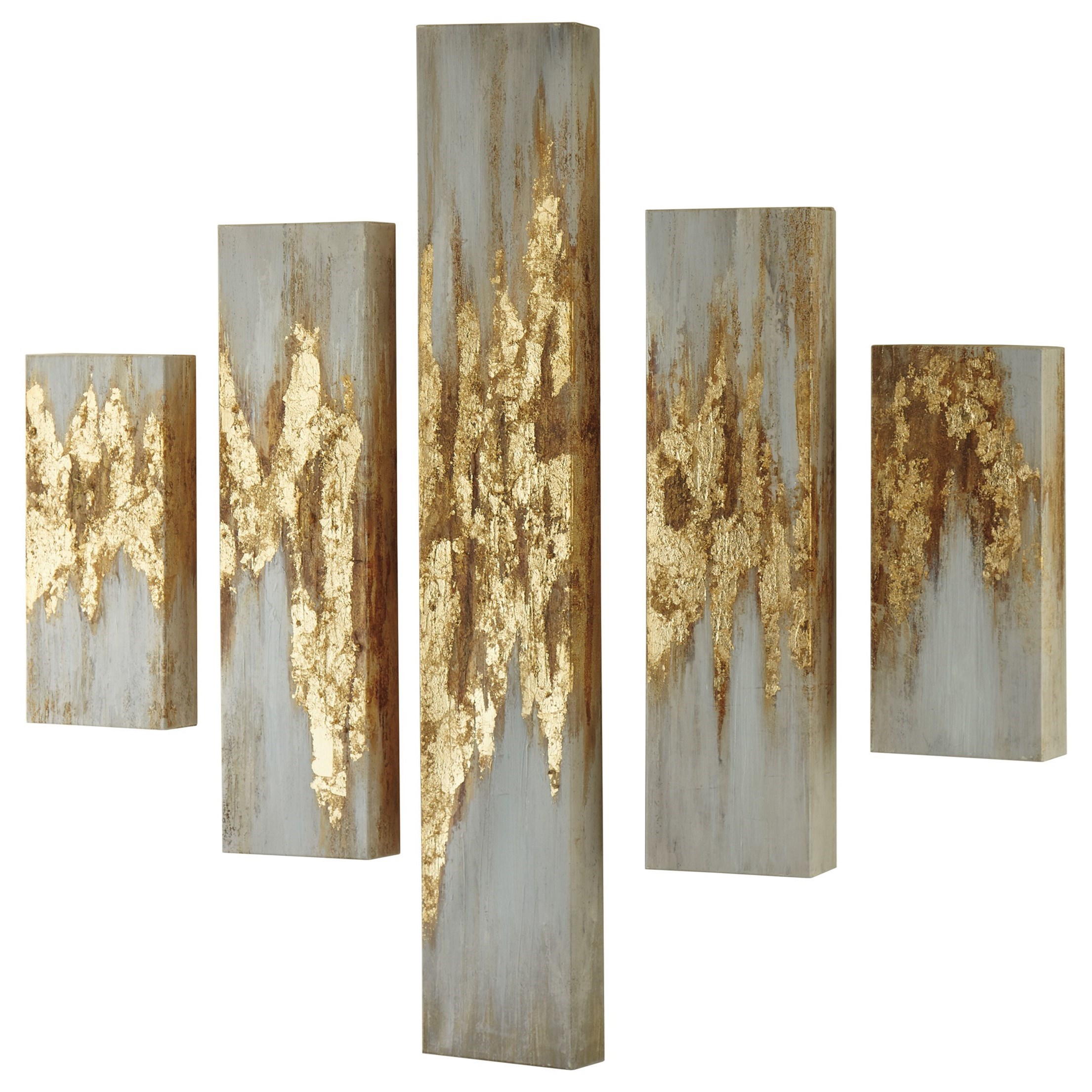 Ashley Furniture Signature Design Wall Art A8000149 Devlan Gold Finish/White Wall Art Set Del